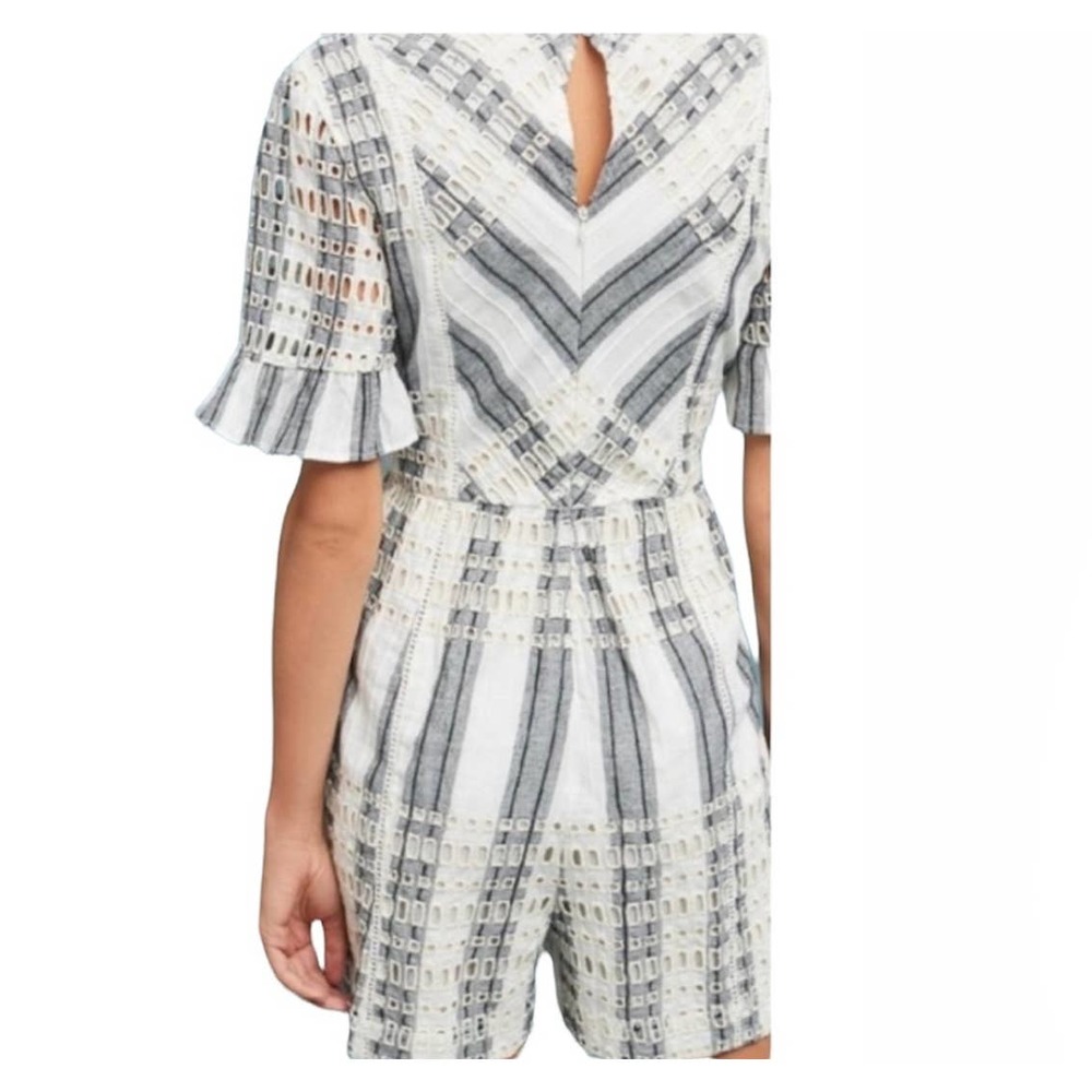 Anthropologie Ett:Twa Eyelet Ruffle Romper Blue Size 0 - Picture 3 of 11